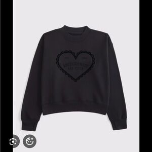 Abercrombie & Fitch Black Heart Lace-Trim Crewneck Sweatshirt